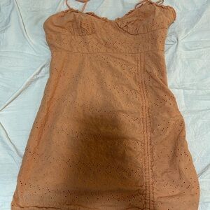 Chic Eyelet Mini Dress in Peach